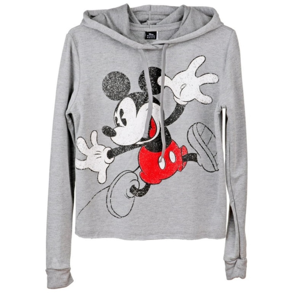 Micky Mouse Hooded Sweatshirtrt Size XL Cropped 22” Bust 22”